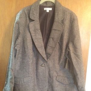 Brown linen-like jacket, 20W, Coldwater Creek, Plu